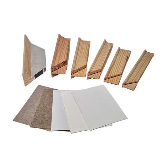 Musterpaket: Keilrahmenleisten & Leinwandstoffe