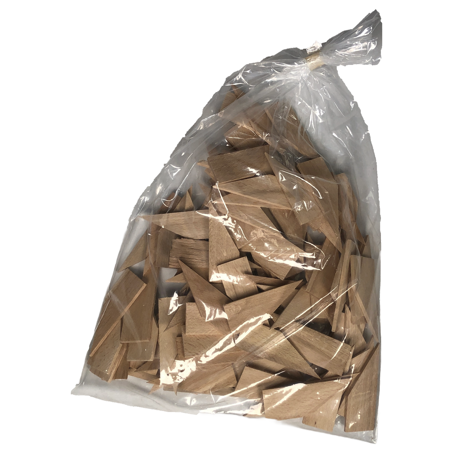 Eine Tüte Holzkeile aus stabilem Buchenholz. Die Holzstücke werden zum Nachspannen einer Leinwand verwendet.