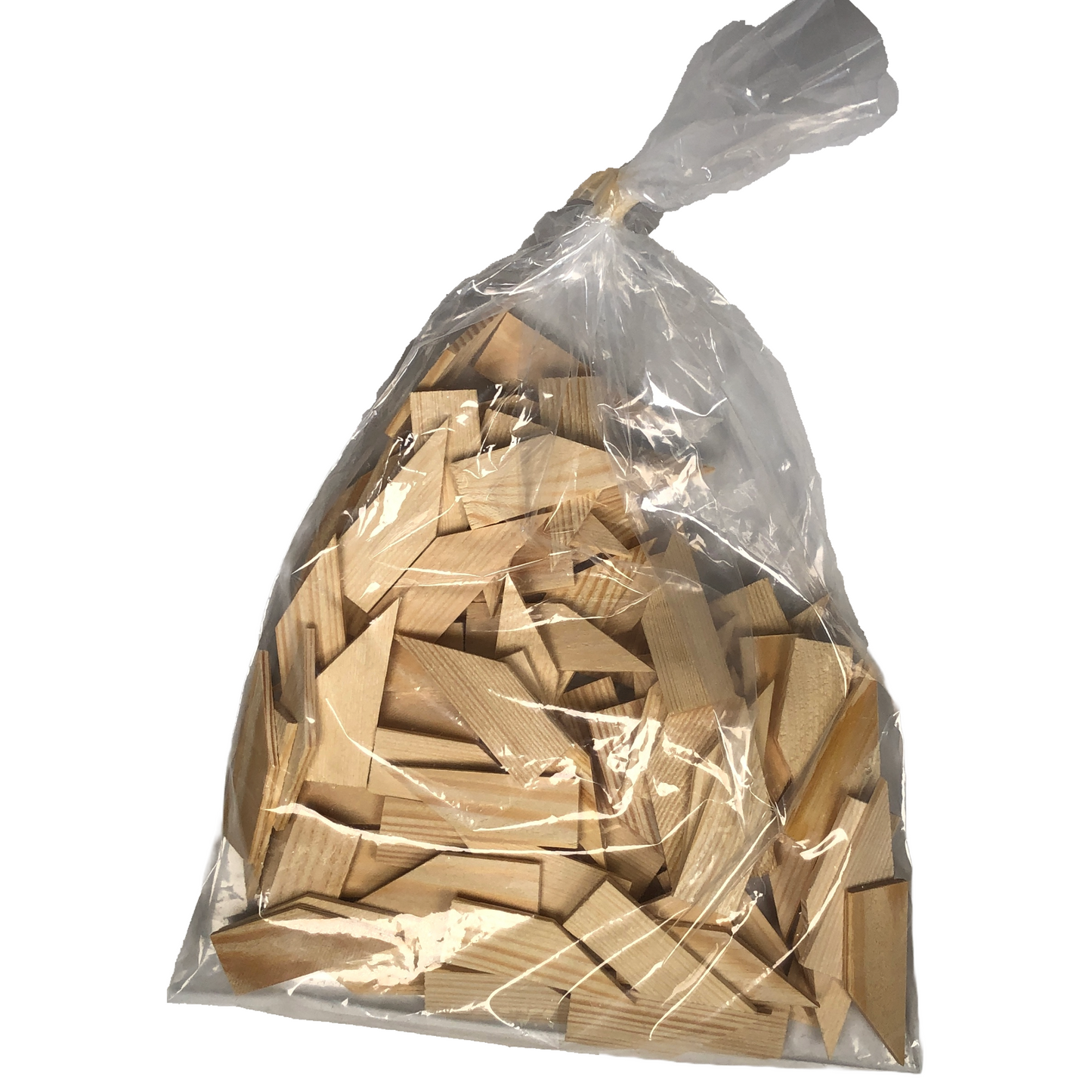 Eine Tüte Holzkeile aus Kiefer. Die Holzstücke werden zum Nachspannen einer Leinwand verwendet.