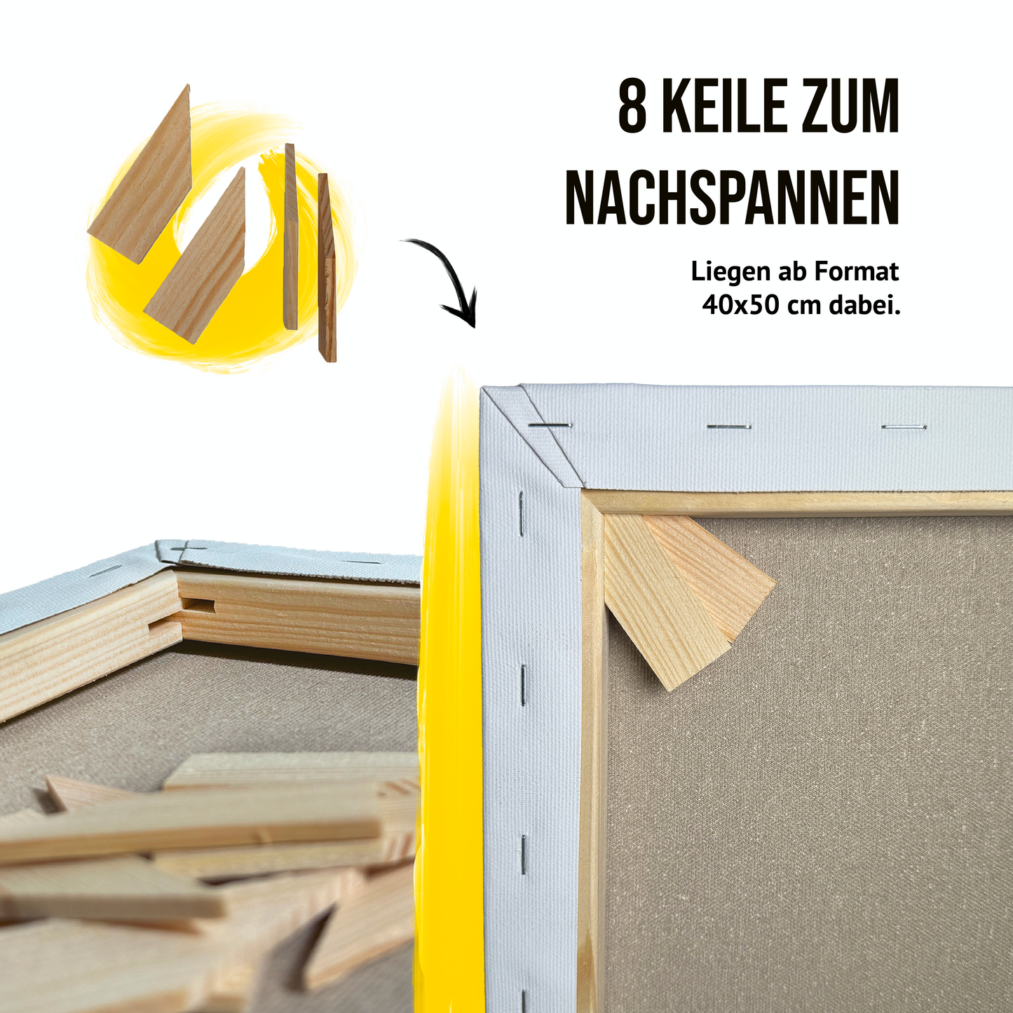Bespannter Keilrahmen RAW Medium Baumwolle Ungrundiert, 2-Pack - Made in Germany