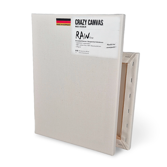 Bespannter Keilrahmen RAW Fine Baumwolle Ungrundiert, 2-Pack - Made in Germany