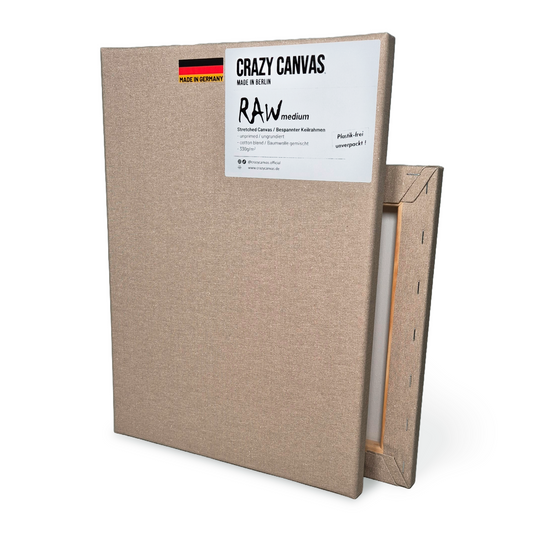 Bespannter Keilrahmen RAW Medium Baumwolle Ungrundiert, 2-Pack - Made in Germany