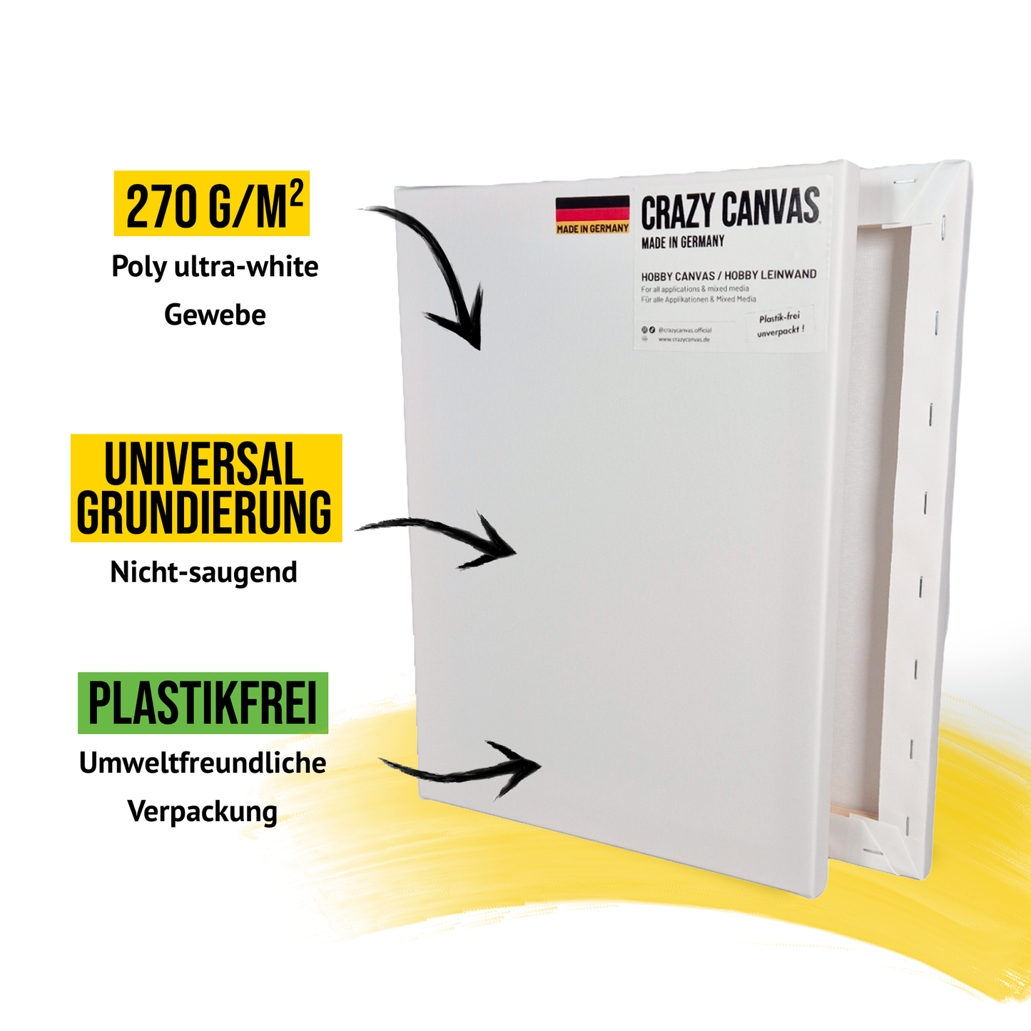 Stretched HOBBY Canvas, Multi-Packs - Made in Germany