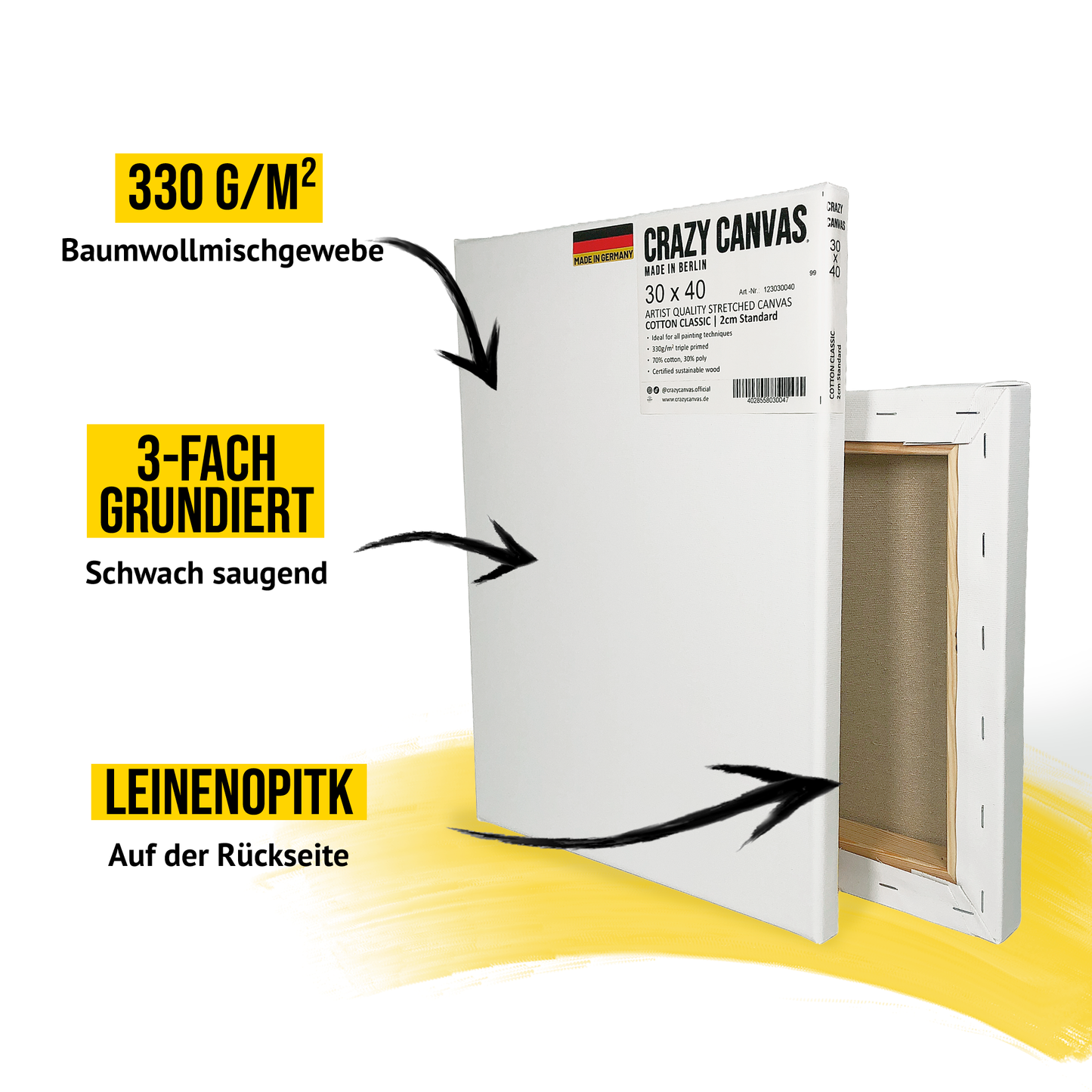 Stretched Canvas COTTON CLASSIC, 2-Pack - Made in Germany