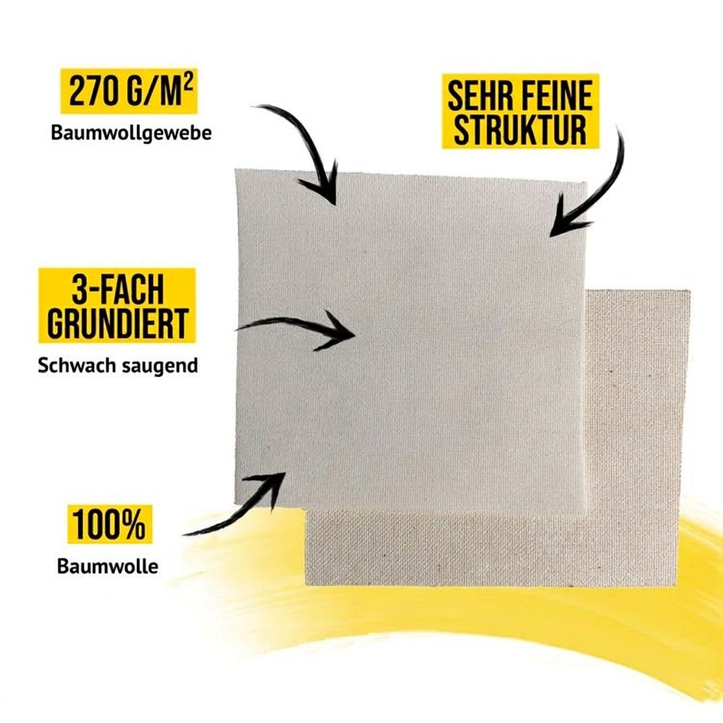 Canvas Roll 100% Cotton primed, very fine structure, 270g/m²