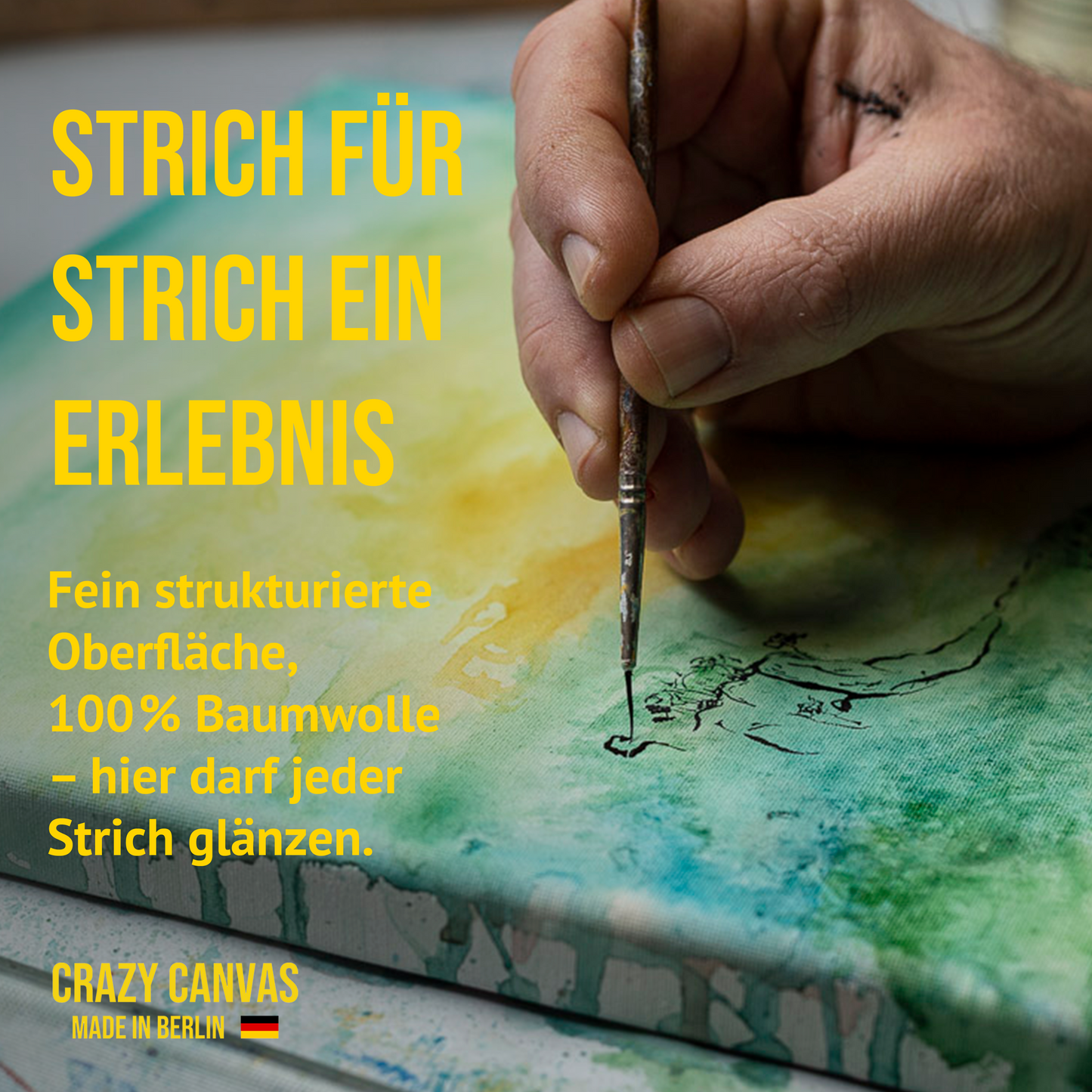 Maltuch Baumwolle grundiert, sehr feine Struktur, 270g/m²