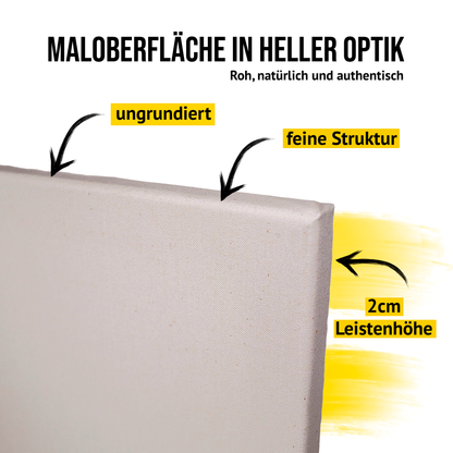 Stretched Canvas RAW Fine Cotton Unprimed, 2-Pack - Made in Germany