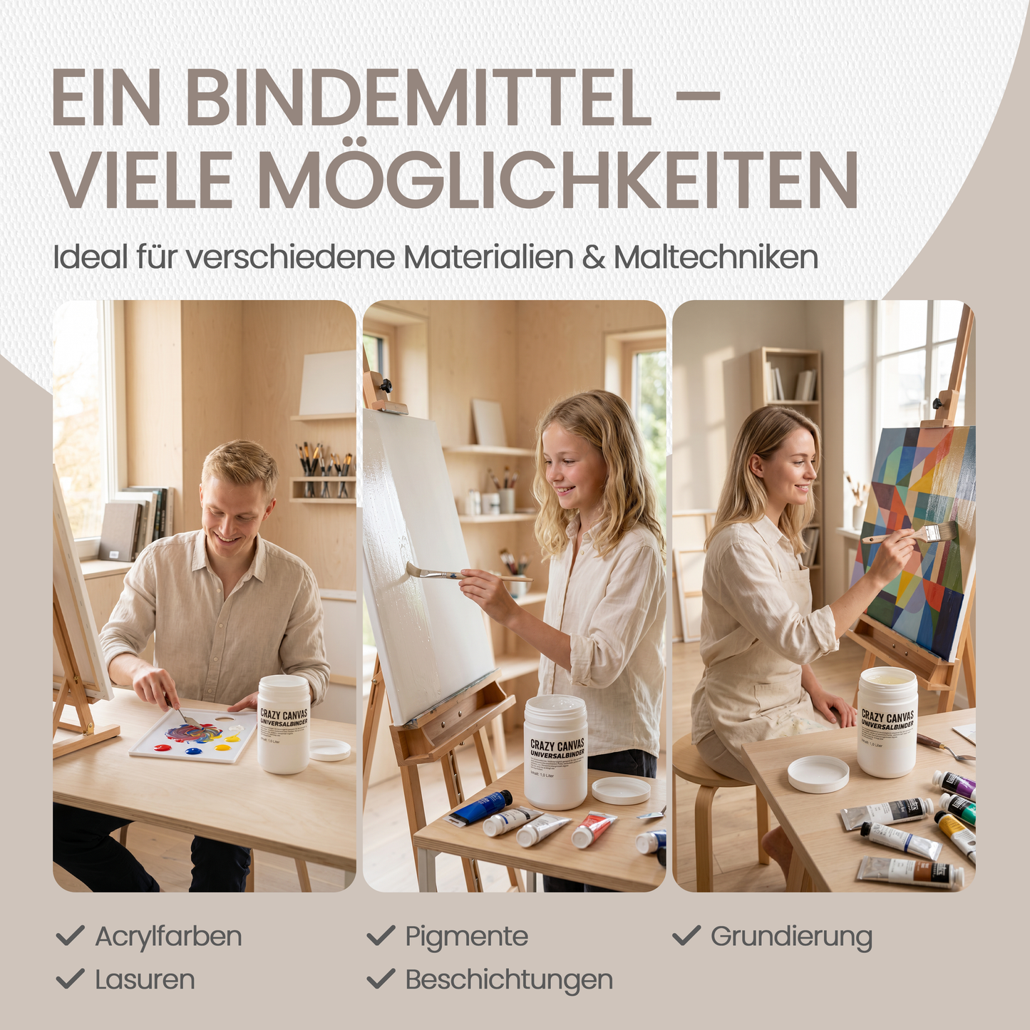 Universalbinder - Allrounder für Acryl, Pigmente, Grundierungen - 1 Liter